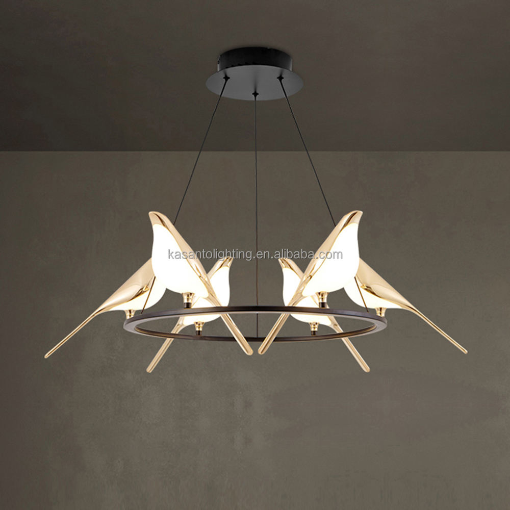 カサント照明リング鳥型ローズゴールドLEDメタルペンダントランプ装飾