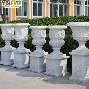 <span class=keywords><strong>Grand</strong></span> vase en marbre <span class=keywords><strong>blanc</strong></span> décoratif fait à la main en gros - Product Image 4