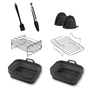 Set di Rivestimenti in Silicone Riutilizzabili per <span class=keywords><strong>Friggitrice</strong></span> <span class=keywords><strong>ad</strong></span> <span class=keywords><strong>Aria</strong></span>, <span class=keywords><strong>Accessori</strong></span> per Forno e <span class=keywords><strong>Friggitrice</strong></span> con Griglia in Acciaio Inox - Product Image 3