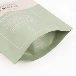 Recyclable Customized Print 100g Tea Bag Stand Up Pouch Zip Lock Kraft Paper Healthy Tea Packaging Bag