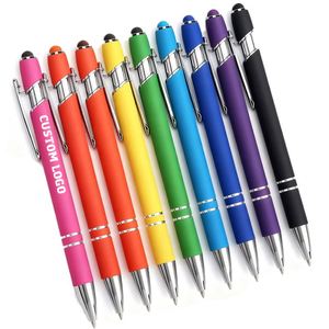 Stylet à écran tactile en métal et plastique noir avec logo personnalisé, gravure en gros, stylo bille - Product Image 1