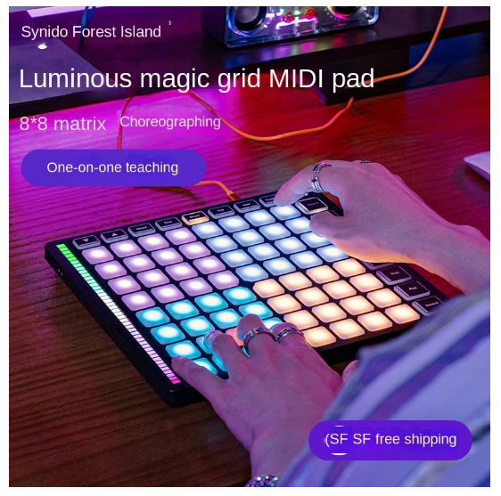 Synido Electric MIDI Percussion Pad Keyboard Luminous Magic Grid Electronic Music Arrangement Synthesizer