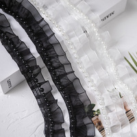 Garniture en organza 3d à volants pour robe de mariée en dentelle plissée pour robe de mariée