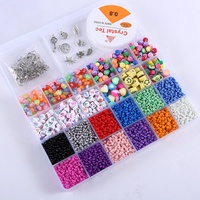 Kit de fabrication de bijoux DIY, perles de rocaille assorties, perles lettres, avec cordon élastique et fermoirs mousquetons pour la création de bracelets d'amitié