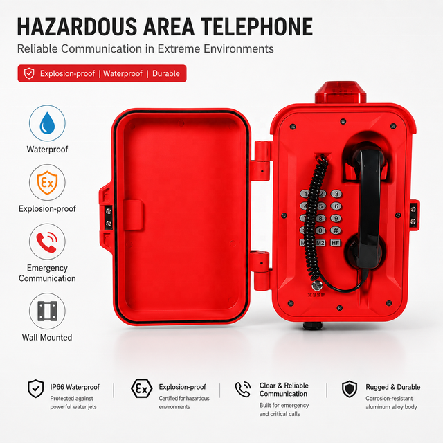 Full Keypad Safety Communication Phone with Alarm Lamp for Port Factory Power Station SIP Waterproof Industrial Telephone