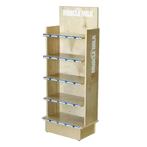 Quality Multi-Layers Supermarket Or Grocery Store Floor Stand Wooden Dairy Milk Display Shelves