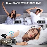 Nouvelle Horloge Réveil Numérique Intelligente à LED pour la Maison, Grand Écran, Projection Miroir, Mémoire de l'Heure, Calendrier, Réglable