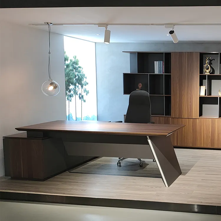 लक्जरी आधुनिक कार्यालय फर्नीचर डेस्क उच्च तकनीक कार्यकारी एल के आकार का कार्यालय डेस्क