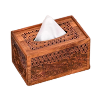 Boîte à mouchoirs multifonctionnelle en bois massif de santal rouge, perforée, gravée, lavable, personnalisable, pour table, modèle grand format, nouveauté annuelle