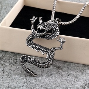 Yunnique-collar con colgante de dragón de acero inoxidable de estilo chino para hombre, joyería con forma de animal oriental, regalo, accesorio de moda para fiesta - Product Image 2