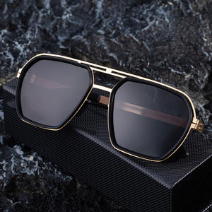 Gafas de sol cuadradas de nuevo estilo para hombre, montura de acero inoxidable, protección UV400, lentes TAC, color negro, My-98324 - Product Image 5