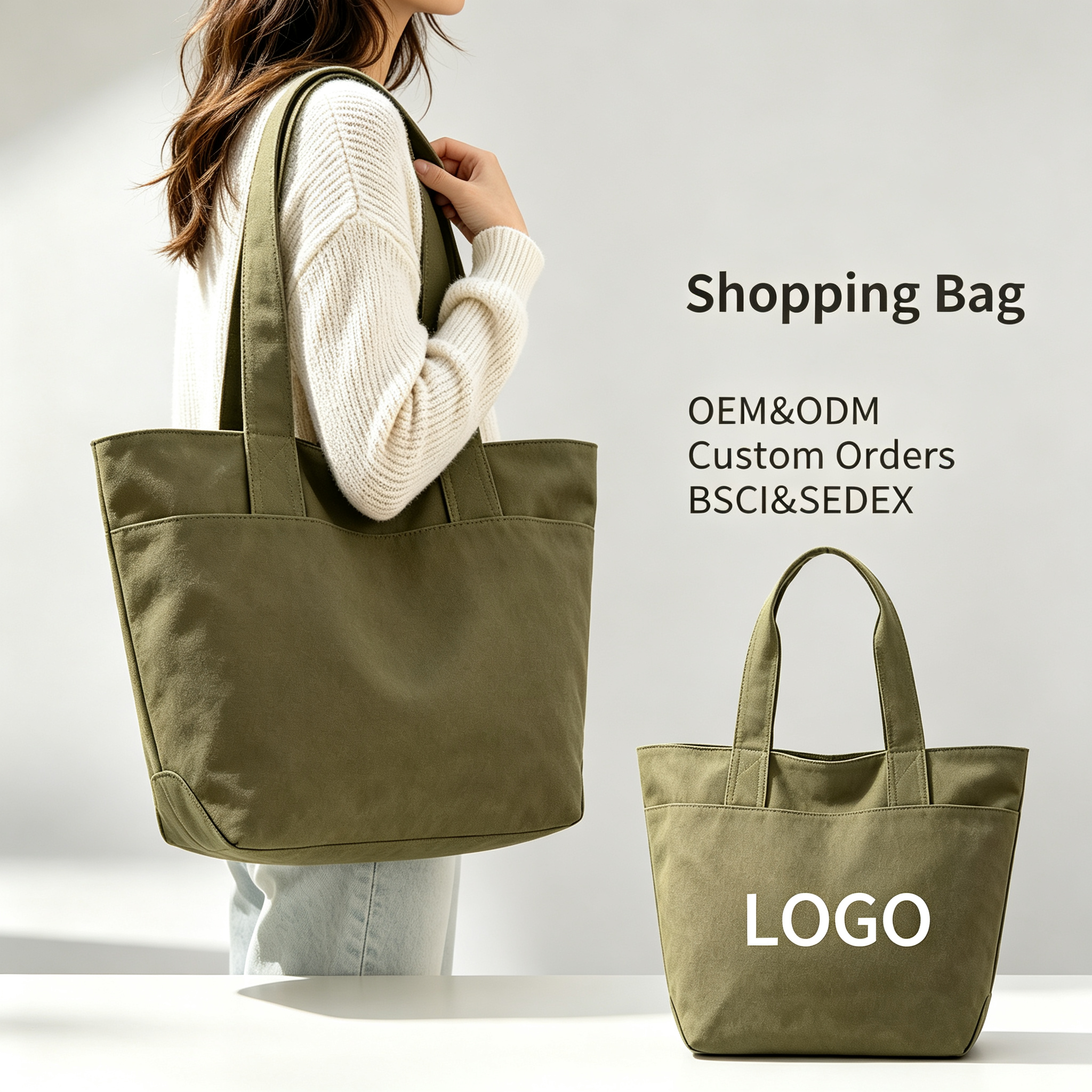 Canvas Shopping Tote Bag Large Capacity Reusable