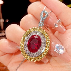 Factory Wholesale 12*16-10*12mm <b>Red</b> Blue Zircon Vintage Trendy Eco-friendly Copper Women Fashion Tow <b>Tone</b> Jewelry Set - Product Image 4