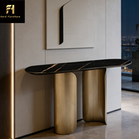 Table console ovale en marbre bronze de luxe moderne pour entrée, salon, villa ou meubles d'hôtel