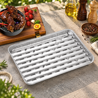 Plateau en aluminium perforé jetable pour barbecue, plaque de cuisson pour viande, poisson, fruits de mer, légumes, barbecue en plein air