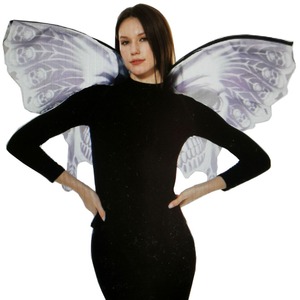 Women's <b>Black</b> Knitted Bodysuit With Butterfly <b>Wings</b> Skull Print Sexy Club Costume - Product Image 1