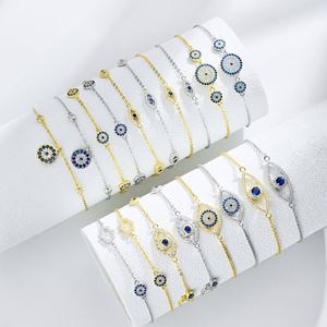 Bracelets Dylam en Rhodium Plaqué Or 18K avec Zircon Cubique 5A et Diamant Solitaire, Motif Mauvais Œil Bleu, pour Demoiselles d'Honneur et Femmes - Product Image 2