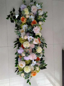 H05181 Arco di Fiori Artificiali Rosso Rosa con Peonie, Ortensie e <span class=keywords><strong>Rose</strong></span>, Decorazione Floreale per Tavoli e Corridoi per Matrimoni e Feste - Product Image 4