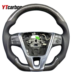 Ytcarbon เส้นใยคาร์บอนสีแดงปรับแต่งได้พร้อมพวงมาลัยหนังสีขาว XC70 T6 S60 <span class=keywords><strong>polestar</strong></span> สำหรับ V60 T6 - Product Image 4