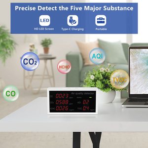 5-in-<strong>1</strong> CO CO2 HCHO TVOC AQI Air Quality <strong>Monitor</strong> Indoor CO2 Detector CO2 <strong>Monitor</strong> Accurate Manual <strong>Calibration</strong> - Product Image 3