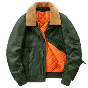 Blouson d'hiver matelassé en coton pour homme, style aviateur américain, robuste, en nylon épais, col montant amovible - Product Image 2