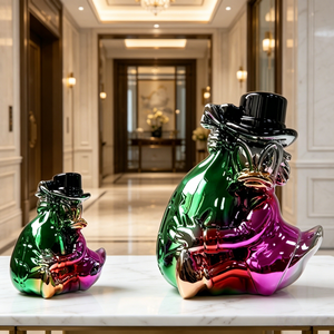 Support TV Evelyn, décoration Feng Shui, statue de canard Donna enlacant un <span class=keywords><strong>sac</strong></span> d'argent, style européen moderne, décoration intérieure de luxe - Product Image 6