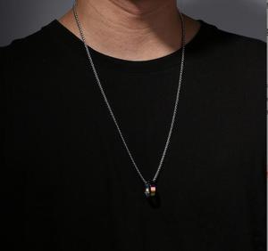 2025090999 70cm 스테인레스 스틸 체인 목걸이 스테인레스 스틸 레인보우 링 펜던트 남성 여성 - Product Image 4