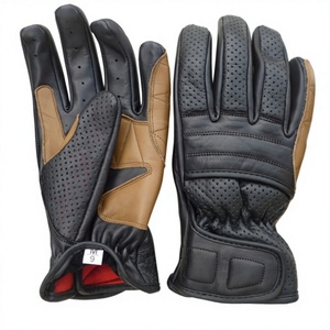 Gants de course en cuir de vachette à doigts entiers, légers, extensibles, respirants, imperméables, avec poignées et fermeture auto-agrippante, unisexes, pour sports de plein air - Product Image 1