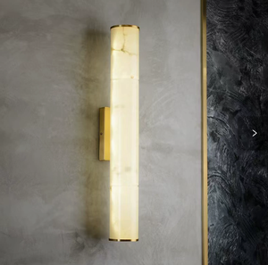 Marble Cylinder Wall Sconce Brass Finish LED Wall Lamp Modern Hotel Bedroom <b>Corridor</b> <b>Light</b> - Product Image 1
