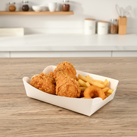 Boîte d'emballage personnalisée pour salades, sushis, collations, frites, poulet frit, hamburgers, pop-corn, boîte alimentaire en papier kraft blanc