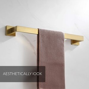 <span class=keywords><strong>Toallero</strong></span> de Pared Moderno para Baño, de <span class=keywords><strong>Acero</strong></span> <span class=keywords><strong>Inoxidable</strong></span>, Acabado Dorado Cepillado, para Hotel - Product Image 2