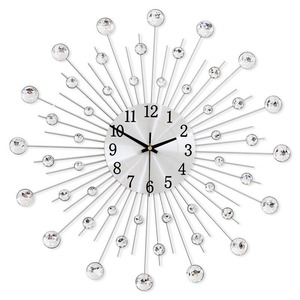 <b>Modern</b> Metal Crystal <b>Wall</b> <b>Clock</b> Silent Quartz Analog Round Hanging <b>Clock</b> for Living Room Home Decor - Product Image 1