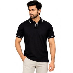 Polo de Algodón para Hombre, Manga Corta, Ribete en Contraste, Informal, Uniforme de Golf y Tenis, Servicio OEM - Product Image 1