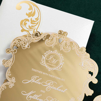 Invitations Uniques pour Baptêmes, Baby Showers, Quinceañeras – Faire-part de Mariage en Acrylique Doré Miroir Découpé au Laser Personnalisé