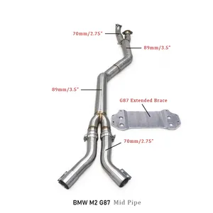 Tuyau central simple OEM 70mm 89mm pour BMW M2 G87 3.0T 2023 tuyau intermédiaire en acier inoxydable/tuyaux d'échappement de système d'échappement de voiture