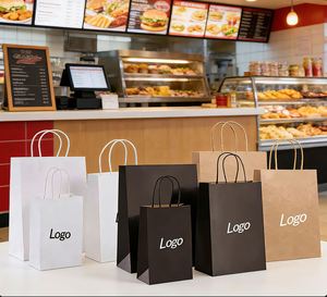 Bolsas de Papel Kraft Marrón Clásicas Impresas Personalizadas, Reciclables, Ecológicas, Reutilizables, para Compras, Ropa, Regalos, Comida para Llevar - Product Image 1