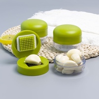 Handmatige knoflookpers met roestvrijstalen mes en plastic opbergdoos, vaatwasmachinebestendig, handzaam en draagbaar