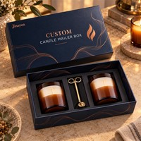 Boîte d'expédition pour bougies avec logo personnalisé, emballage cadeau rigide, papier couché 157 g/m², carton gris 2 mm, impression CMYK, pelliculage brillant