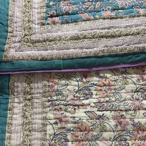 Juego de cama de gasa de algodón orgánico al mejor precio al por mayor, edredón hecho a mano Reversible Razai Hand Block impreso Patchwork Warm HomeQuilt - Product Image 1