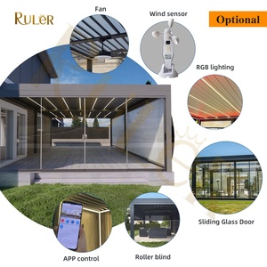 Pérgola de techo motorizada para exteriores, pérgola bioclimática impermeable con lupa de aluminio - Product Image 3
