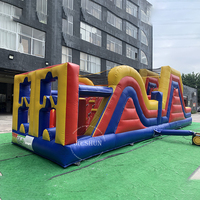 Château gonflable rouge d'extérieur pour enfants, course d'obstacle commerciale, rouge, bon marché,