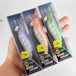 Custom ABS Plastic Body 21g Lure Ocean Fishing Deep Sea Squid Jig Wood Shrimp