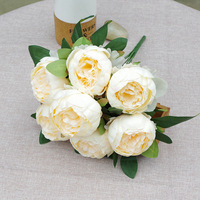 Buket Bunga Peony Buatan 7 Tangkai Gaya Eropa & Perdagangan Luar Negeri F31 untuk Dekorasi Pernikahan dan Rumah