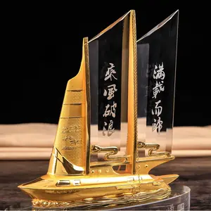 Tùy chỉnh K9 pha lê thủy tinh huy chương thiết kế mới pha lê Thuyền trophies với khắc khắc giải thưởng danh hiệu - Product Image 1
