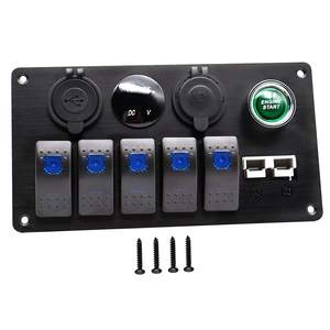 לוח מתגים 5 כפתורים DC 12-24V עם תאורת לד כחולה, מטען USB כפול, מד מתח, מתג איפוס והתנעה לרכב וסירה (פלסטיק) 5A אחריות שנה - Product Image 3
