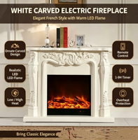 Cheminée électrique autoportante en marbre blanc de conception française avec télécommande LED pour salon, chambre, hôtel, villa