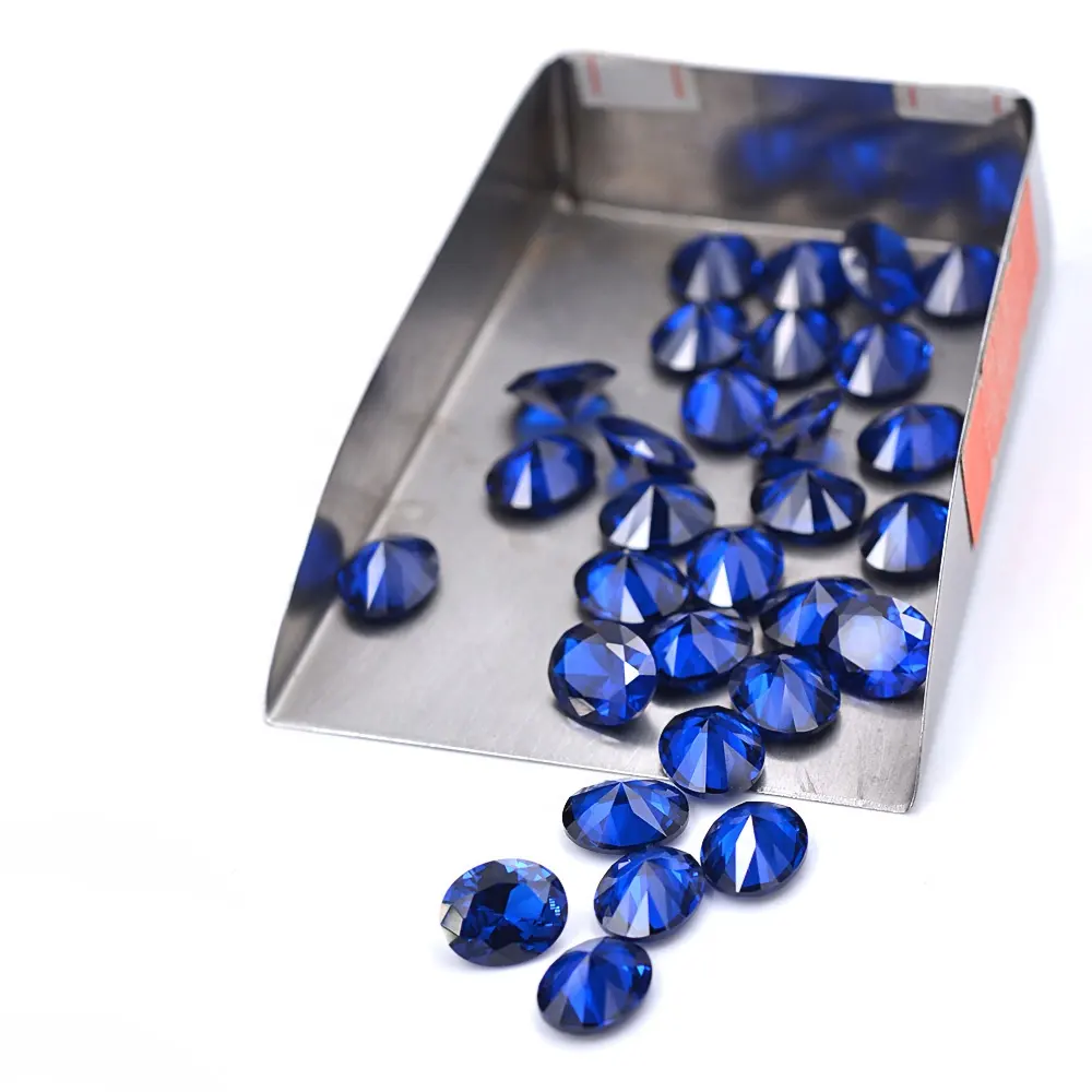 Nouveau produit vente directe pierre de naissance synthétique en vrac bleu foncé taille ovale 113 # spinelle pierre précieuse