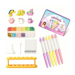 DIY Sparkle Sand Pen Making Set Colorful Refill Tubes Cartoon Caps Children School Stationery Gift <b>Box</b> Toy <b>Present</b> Pack - Product Image 1