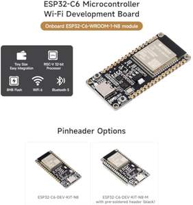 웨이브 ESP32-C6 마이크로컨트롤러, 160MHz 싱글 코어 프로세서, ESP32-C6-WROOM-1-N8 모듈은 USB 및 UART를 지원합니다 - Product Image 3