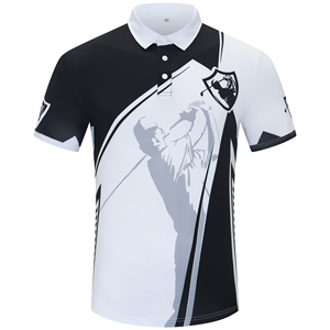Custom Knitted Polyester Spandex Golf Polo Shirt with Digital Printing